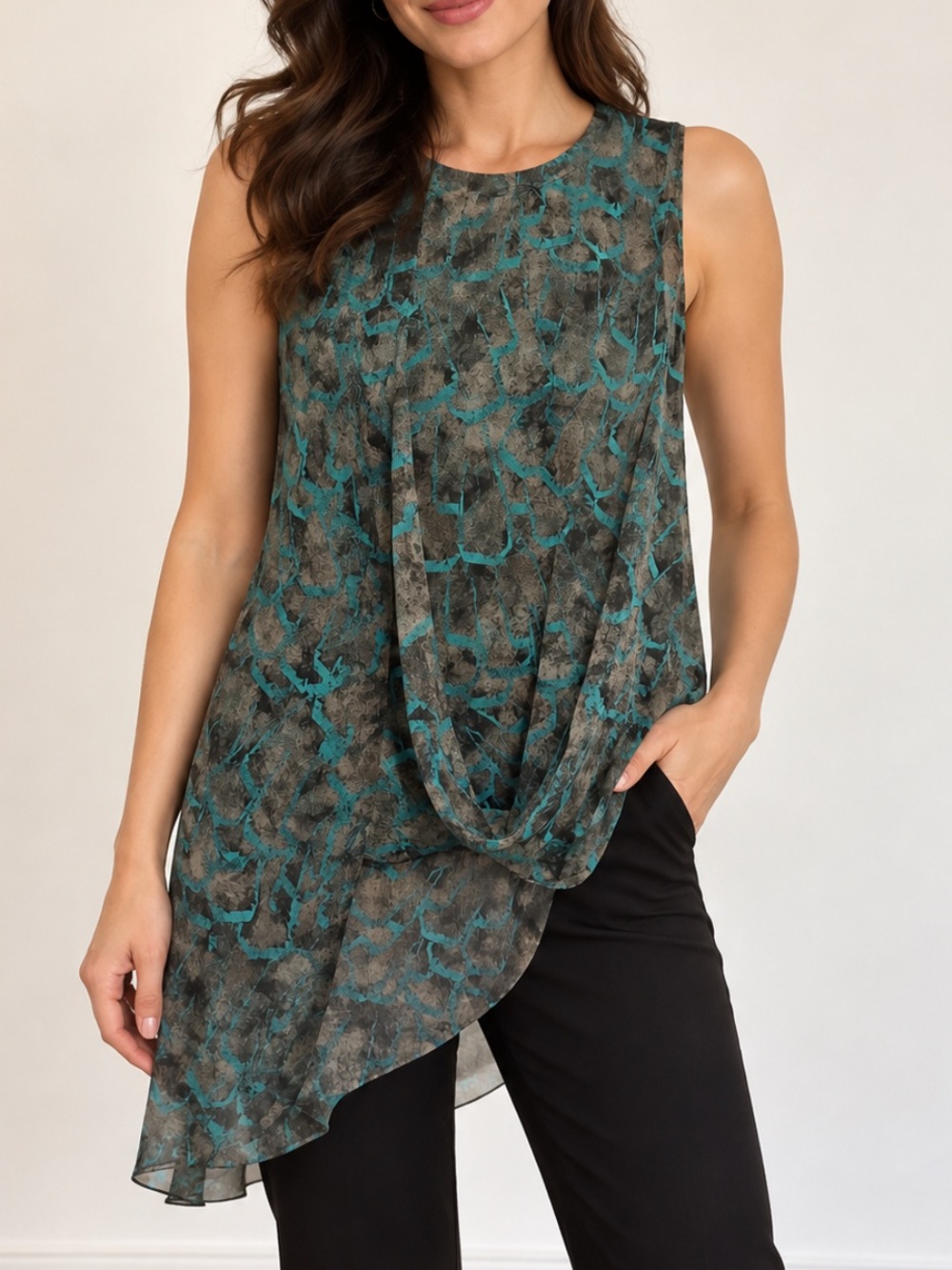 Halston Heritage Drape Front Blouse